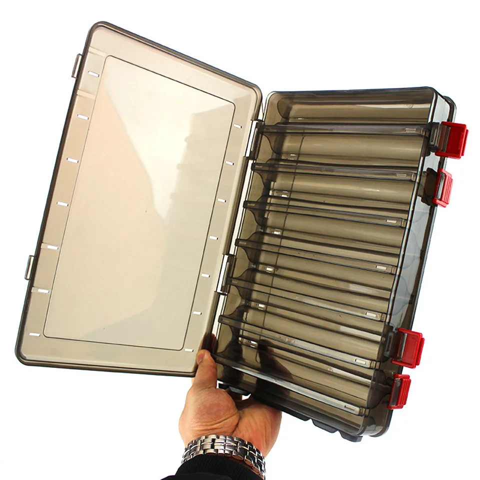 Caja de aparejos de pesca, cajas de anzuelos para señuelos, 14 compartimentos, herramientas de pesca, clasificación de aparejos, caja de almacenamiento, contenedor organizador - imagen 3