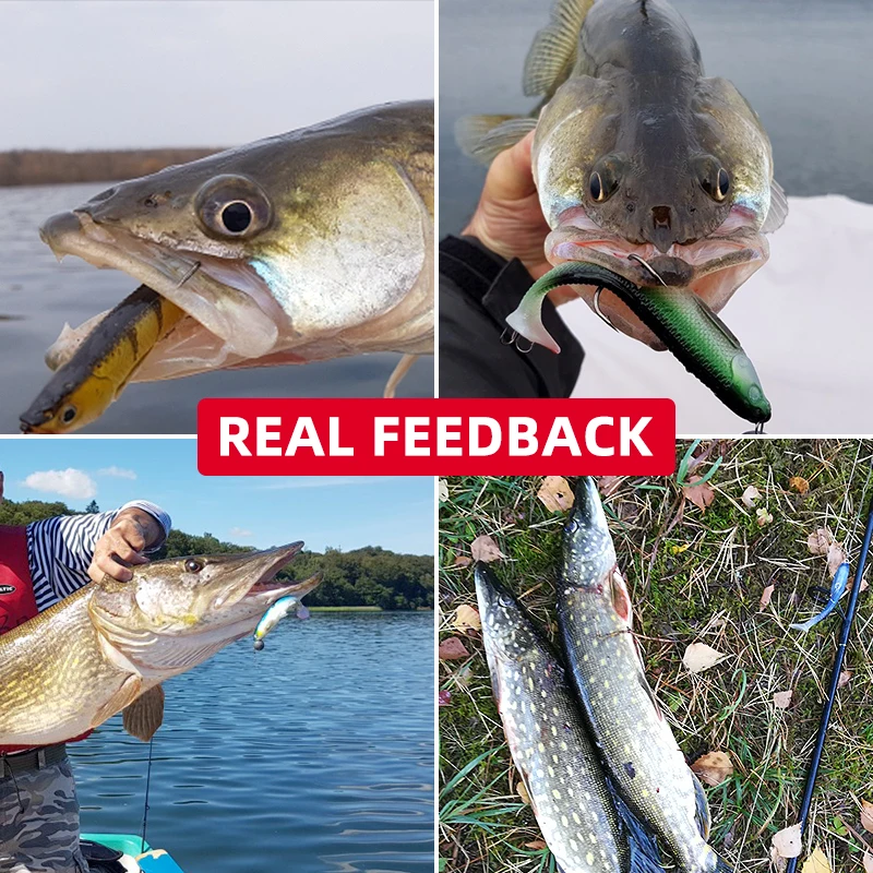 MEREDITH-SEÑUELOS blandos de pesca de 4,73 &quot;, cola de paleta, 14,5g, 4 piezas, 120mm, ojos 3D, cola en T, cebo Artificial, Señuelos de Pesca de Lucio de plástico - imagen 5