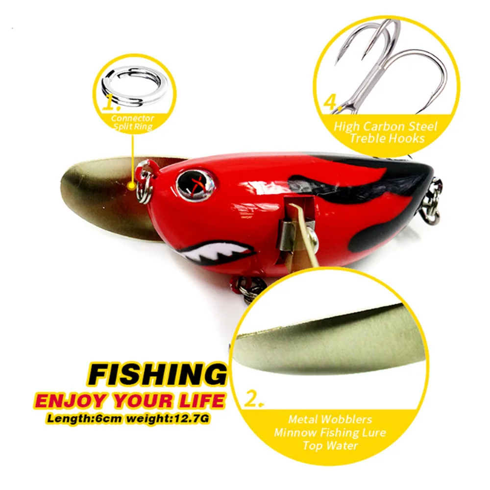 Topwater-señuelo de pesca biónico con alas de Metal, Wobbler, 6cm, 12,5g, isca flotante, cebo Artificial de plástico duro, novedad, 1 ud. - imagen 5