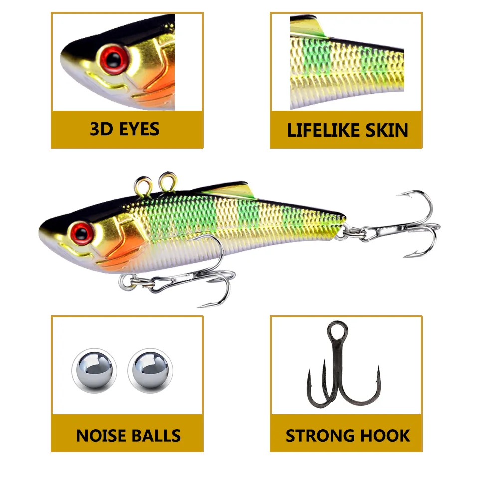 Señuelo de Pesca de hielo VIB, cebo duro, 7cm, 7g Isca, cebo Artificial que se hunde, Wobbler, aparejos de Pesca de invierno, 1 ud.