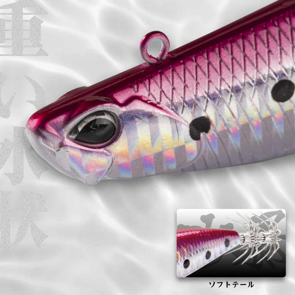 Señuelo de lápiz forma de calamar para pesca, señuelo de lápiz de jigging, LW522, 110mm, 30g, egi, suqid, punta de cuero, gancho de pesca - imagen 4