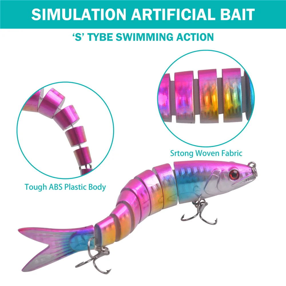 Señuelos de Pesca de lubina, Set de 5 unids/bolsa de 20g, señuelos multiarticulados, Swimbaits, cebo de pesca Topwater duro, cebo de trucha Artificial realista - imagen 3