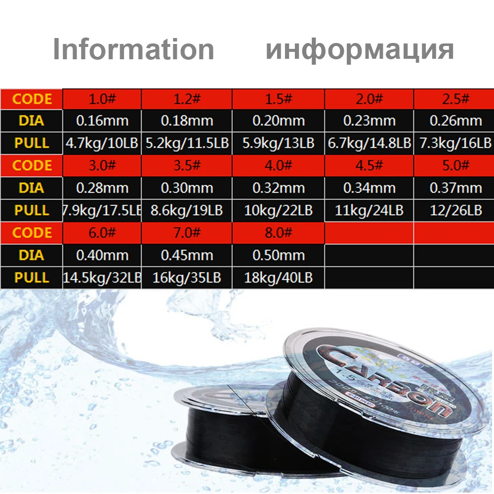 Línea de pesca negra de alta calidad de 100M, monofilamento de nailon súper fuerte, fluorocarbono, resistente al desgaste, sedal de pesca de carpa de agua salada - imagen 5