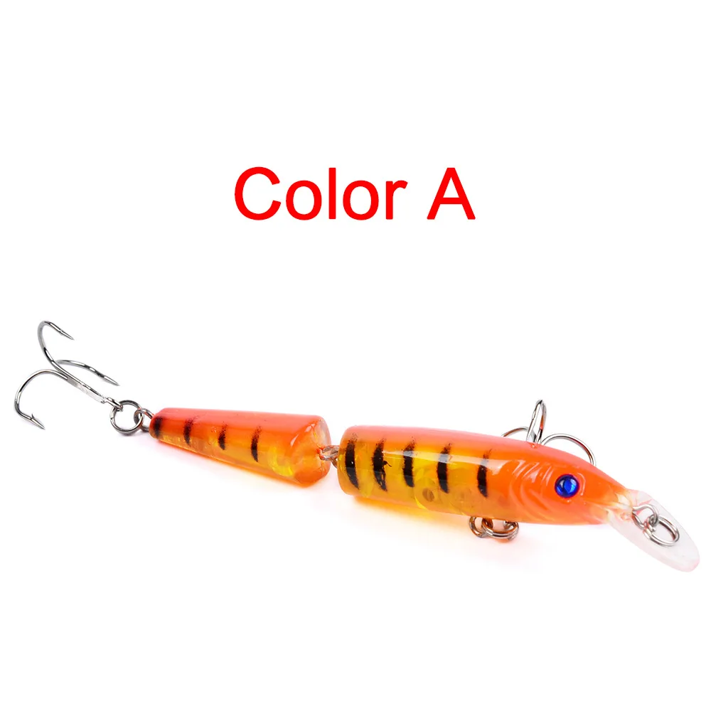 Señuelos de Pesca de pececillos biónicos de dos secciones, 105mm/9g, plástico Artificial, ojos 3D, Swimbait, Wobblers para aparejos de cebo duro de Lucio, 1 pieza - imagen 2