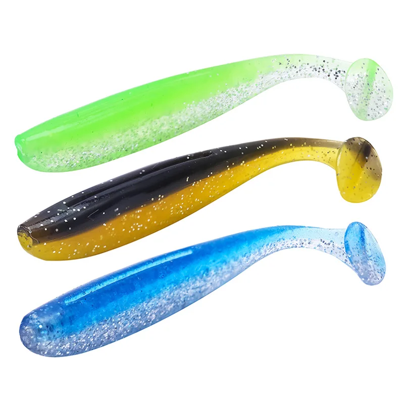 Señuelos blandos de silicona con olor a pez, anzuelos de pesca de 8cm, 3,5g, anzuelo de lubina de doble color, cebo de goma Artificial, aparejos Swimbait, 6 unids/lote - imagen 4