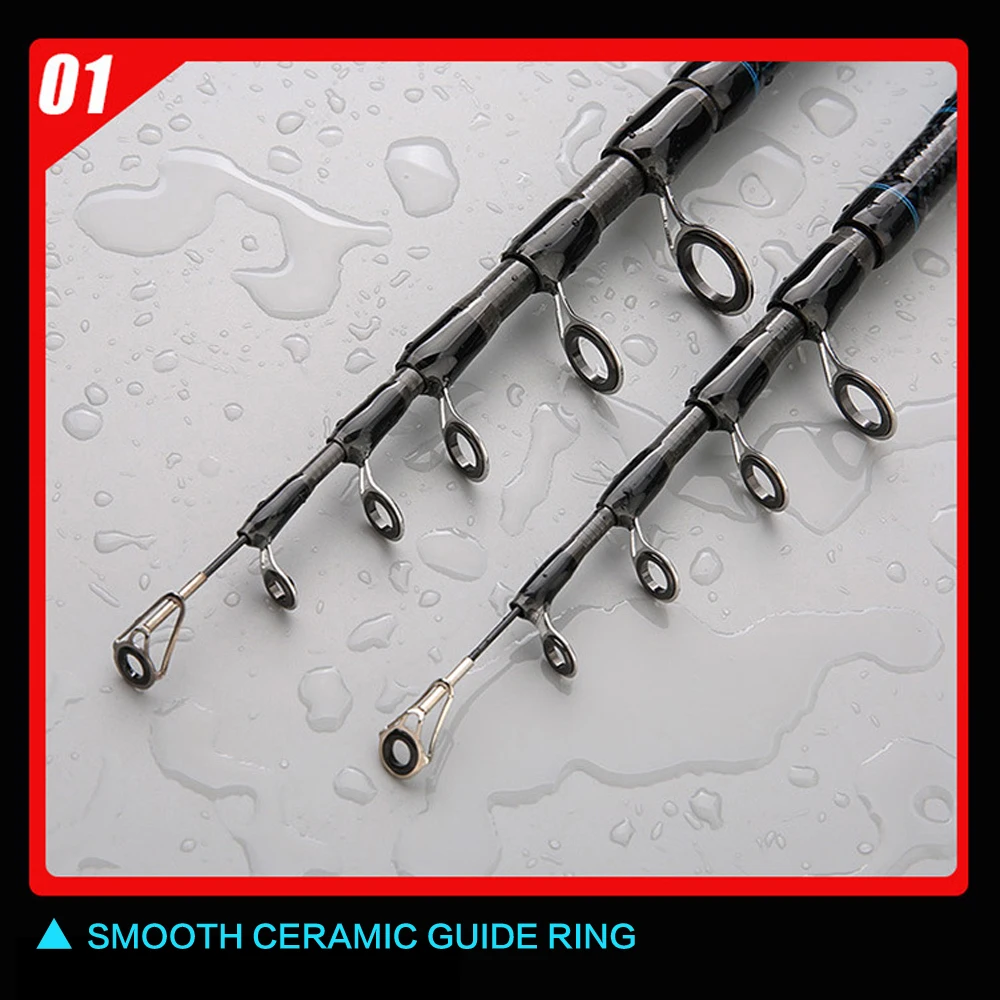 SIECHI-caña de pescar giratoria de carbono, 1,8 m, 2,1 m, 2,4 m, 30T, 3-50g - imagen 2