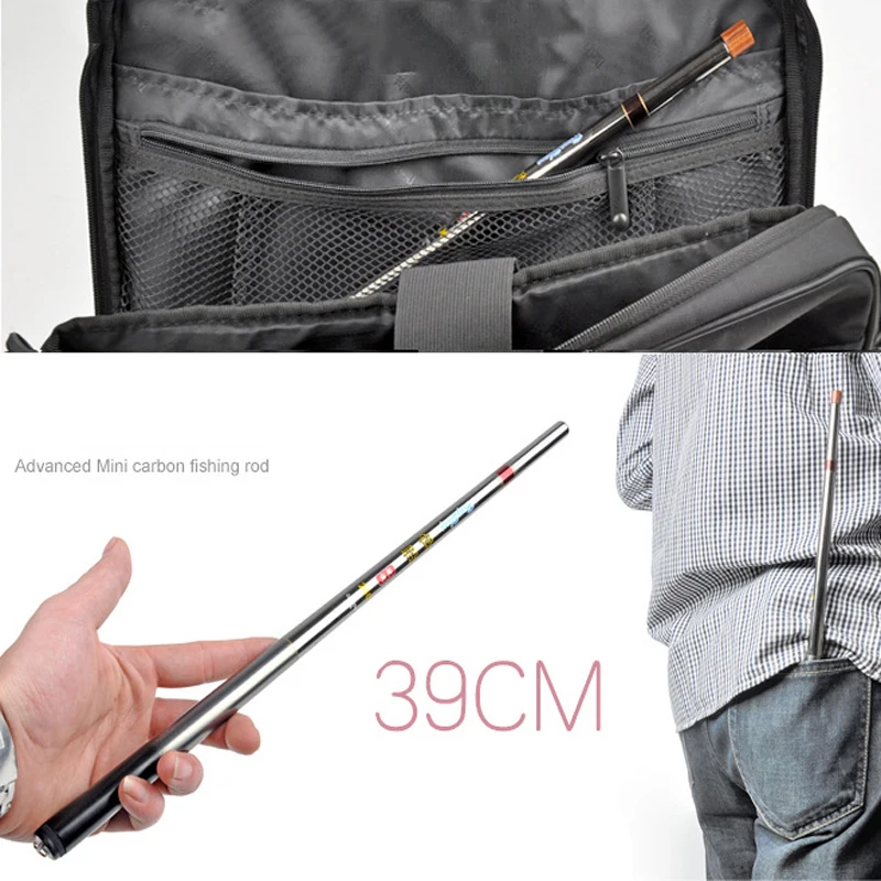Mini caña de pescar telescópica ultraligera, 1,8/2,1/2,4/3/3.6/4.5/5.4M dura para agua dulce, caña de pescar de fundición de fibra de carbono - imagen 3