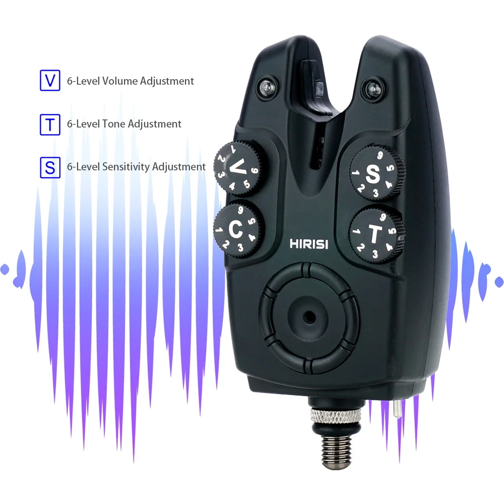 Hirisi-Juego de alarma de pesca de carpa inalámbrica, indicador de alarma de mordedura antirrobo, aparejos de pesca de carpa, 1 + 4 juegos S4 - imagen 5