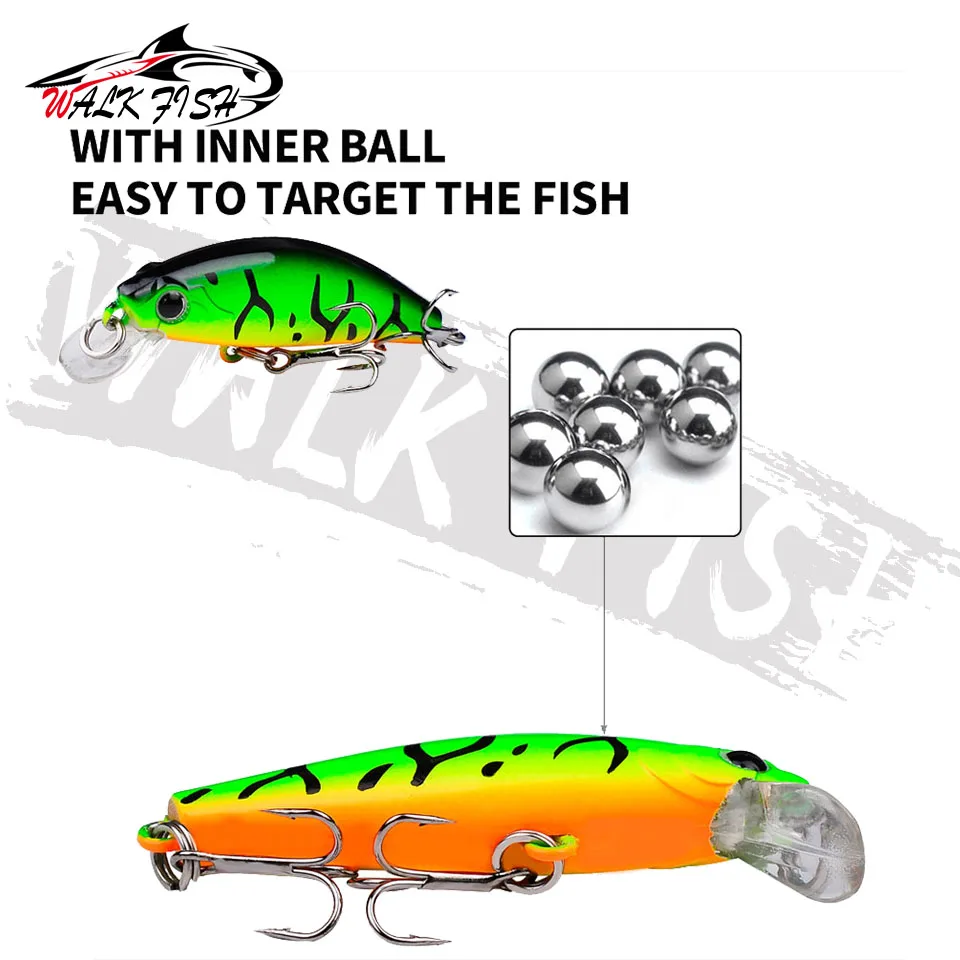 WALK FISH-señuelo duro de hundimiento de pececillos japoneses, aparejos de Pesca de trucha Wobbler, manivela de agua dulce, cebo duro Artificial, 1 unidad, 5,6 cm, 6,8g - imagen 4