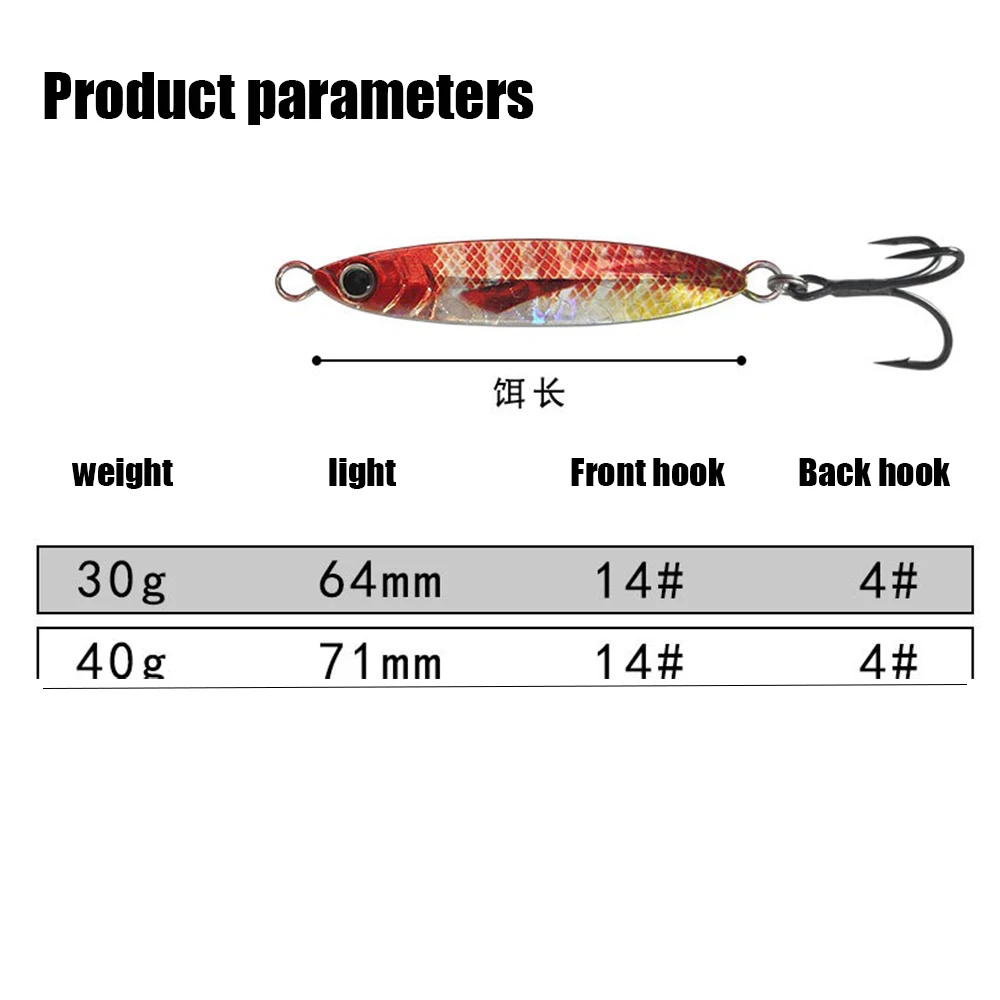 Señuelo de pesca con plantilla de Metal, 10 Uds., 30g, 40g, cebo duro para curricán, cebo de pesca de lubina, aparejos de trucha que se hunden, señuelos de Jigging artificiales - imagen 4