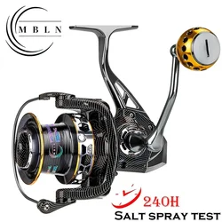 Carrete giratorio de agua salada MBLN, carrete de pesca de Surf 9000-12000, carretes de pesca de agua salada potentes ultrasuaves de arrastre máximo de 45/55LB VX