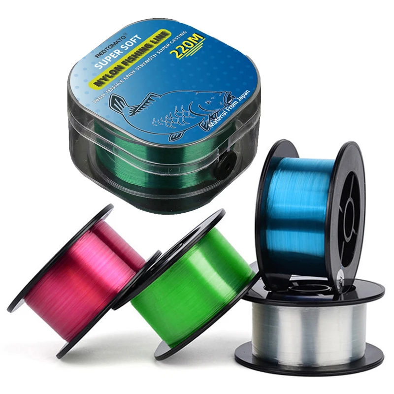 REDTOMATO-sedal de pesca de nailon de 220M, monofilamento duradero japonés, línea principal de mar/agua dulce, líder, alambre de pesca para pesca de carpa