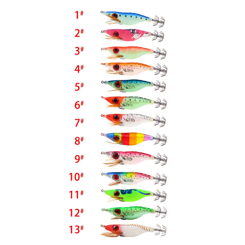 Señuelo de pesca flotante, cebo de camarones de madera Artificial, anzuelo de calamar, sepia, pulpo - imagen 2