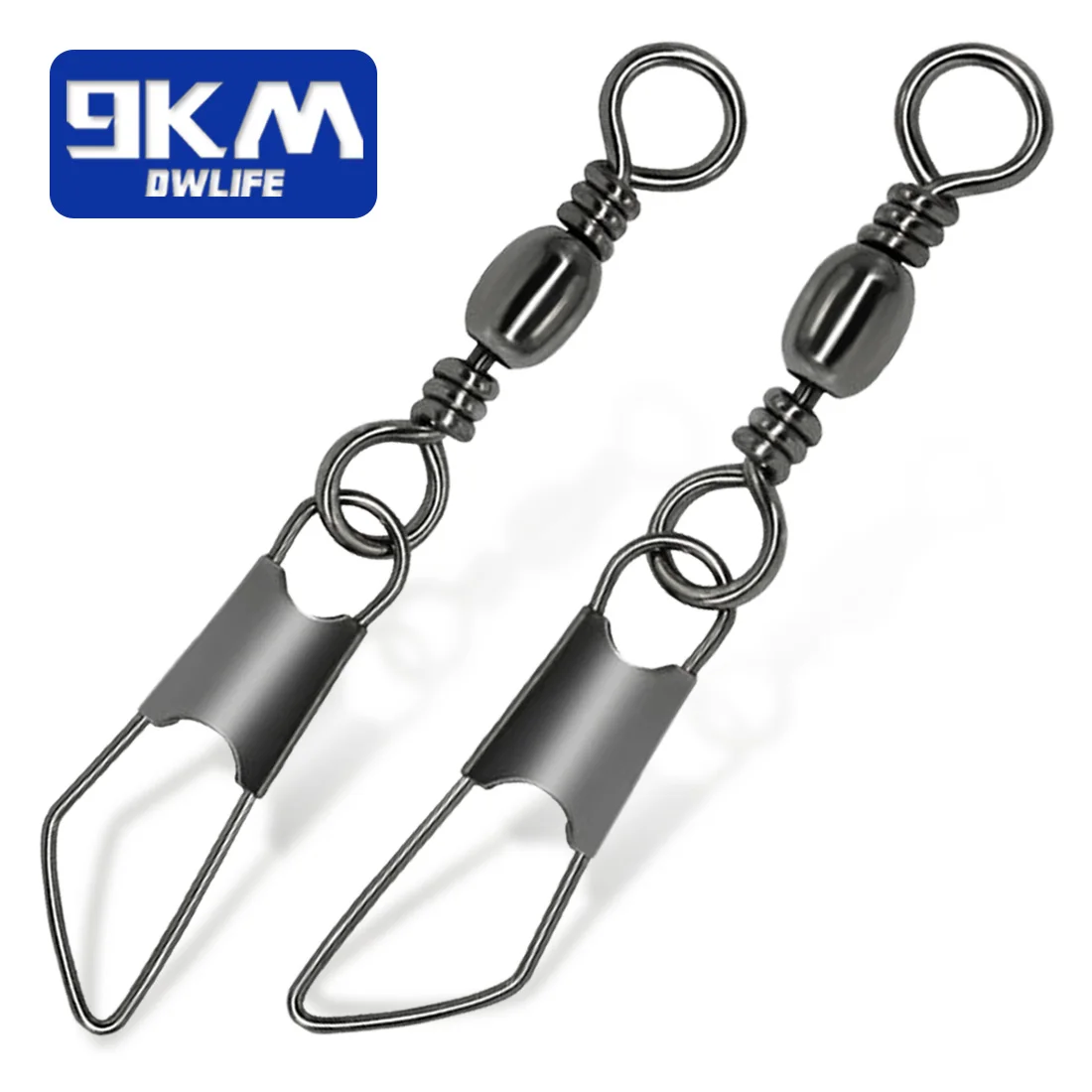 Barril de pesca giratorio con broche de seguridad, 50 ~ 200 Uds., giratorios de pesca de agua salada de acero inoxidable, Clip, anillo sólido, conector de señuelo, aparejos