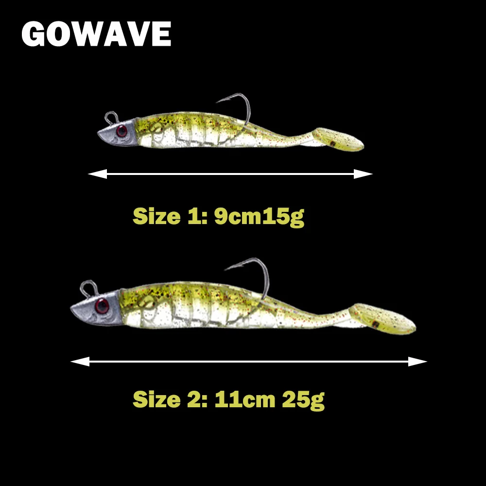 Señuelos blandos para pesca en el mar, pececillo negro, cabeza de Jigging, cebo de silicona suave, Wobblers, 9cm, 15g, 11cm, 25g, Swimbait, Peche para lubina, Lucio, Leurre - imagen 5