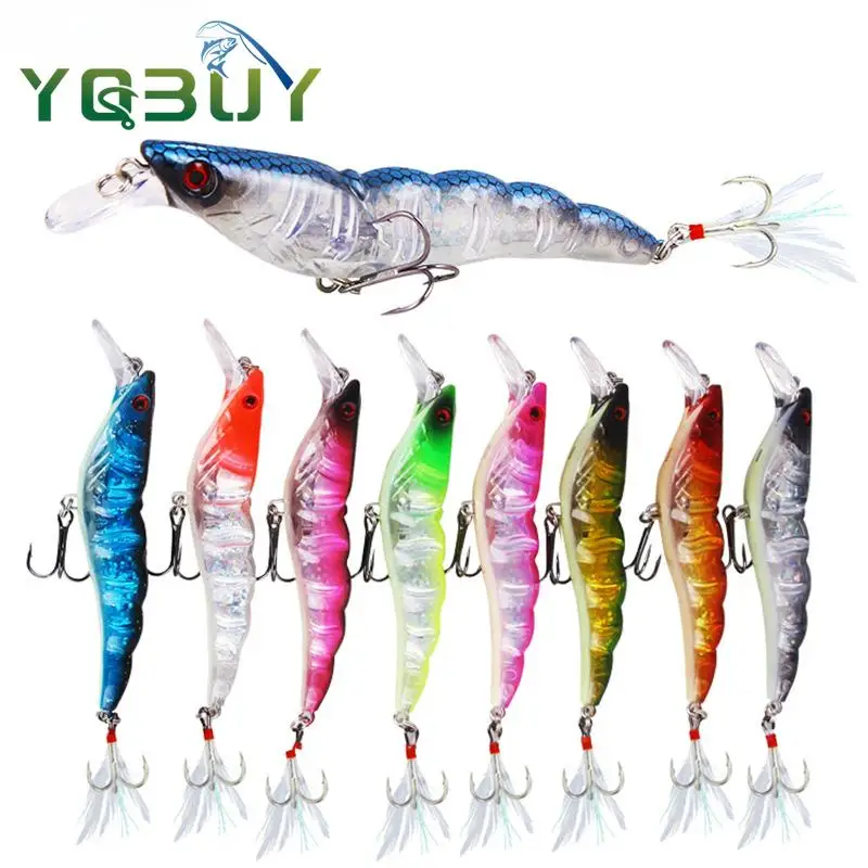 Señuelo de pesca de camarones de ataque completo, 13,6g/9,5 cm, cebo Hart de perca de camarones artificiales de plástico que se hunde con gancho de tanque de sangre, gancho de pluma