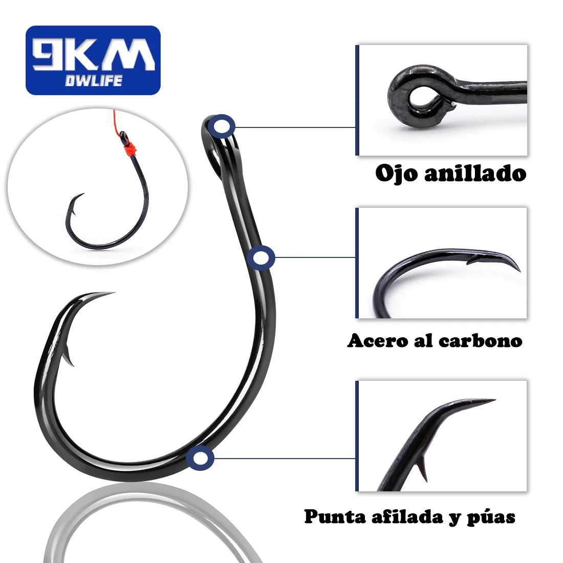 Anzuelos circulares en línea para pesca en agua salada, anzuelo para bagre, 25 ~ 100 Uds., anzuelo circular sin compensación de espacio ancho para lubina, Walleye Crappie, agua dulce - imagen 3