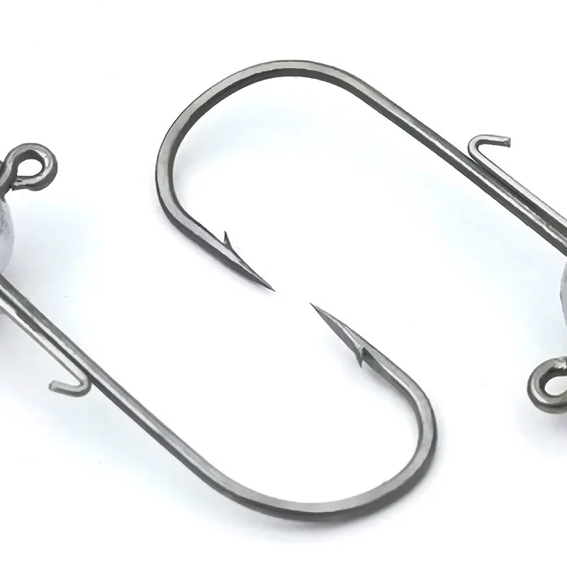 OUTKIT, 5 uds., anzuelo de cabeza NED, 2,5-14g, anzuelo de cabeza de plantilla de bola redonda, anzuelos secundarios de vástago largo sin malezas para pesca de gusanos blandos - imagen 4