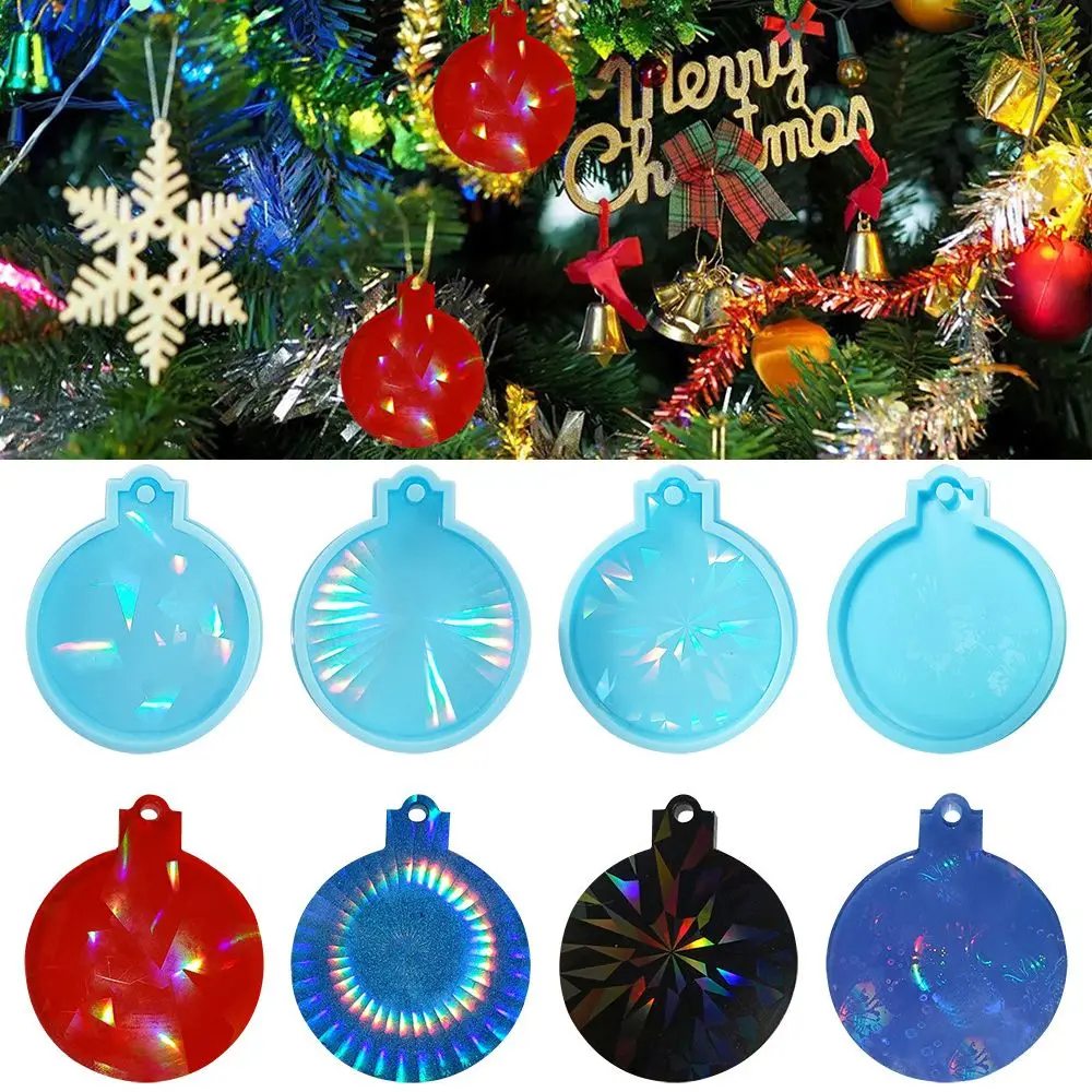 Colgante holográfico de Navidad, molde de silicona, bola de Navidad, llavero, molde DIY, artesanía, fabricación de joyas, adorno de árbol de Navidad - imagen 3