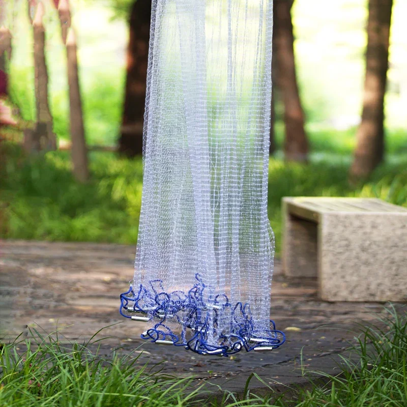 Lawaia-red de aluminio fundido a mano, anillo de plástico azul o red plegable, colgante de acero, monofilamento, hilo de pescar de nailon - imagen 3