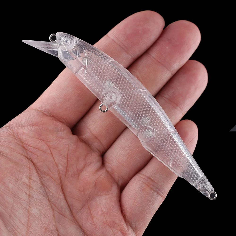 Chan'sHuang-Cebo en blanco sin pintar, cascabeles flotantes transparentes de 11cm/12g, piscardo, aparejo de señuelo de pesca Artificial hecho a mano - imagen 4