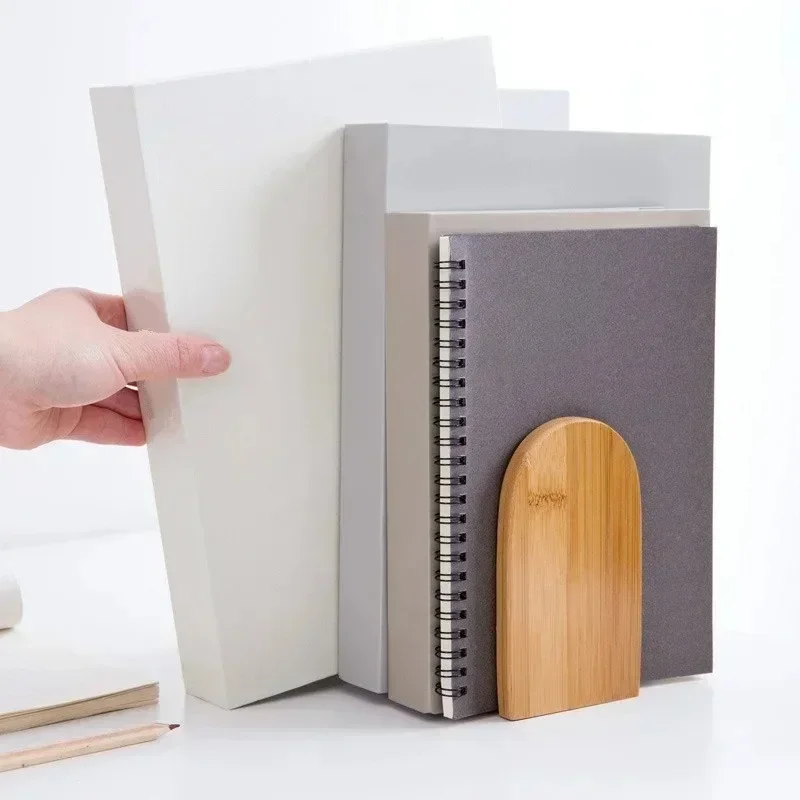 Nuevo estante de extremo de libro de hierro y madera de estilo Simple, soporte para sujetalibros de escritorio, suministros escolares de oficina, accesorio de papelería, sujetalibros para libros - imagen 2