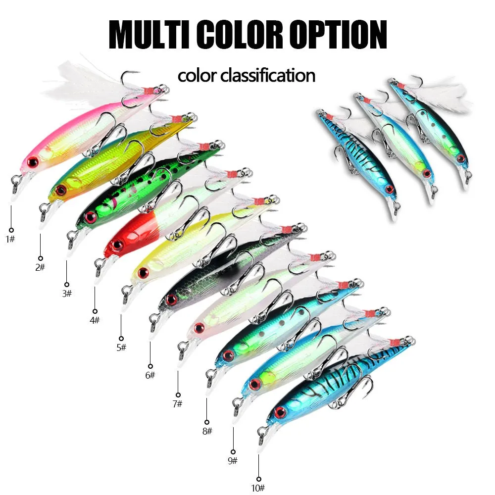 10 unids/lote Wobbler señuelo de pesca Trolling 9cm 8g hundimiento lento Minnow Crankbait plástico duro lubina Pike cebo aparejos de pesca Peche - imagen 5