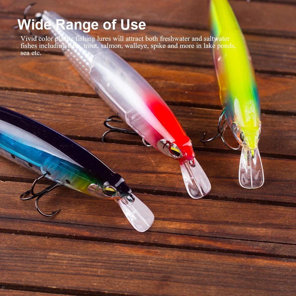 Hanlin-Señuelos de Pesca de plástico duro, anzuelos flotantes de suspensión en el interior, Wobblers artificiales, aparejos de lubina, 130mm, 19g - imagen 4