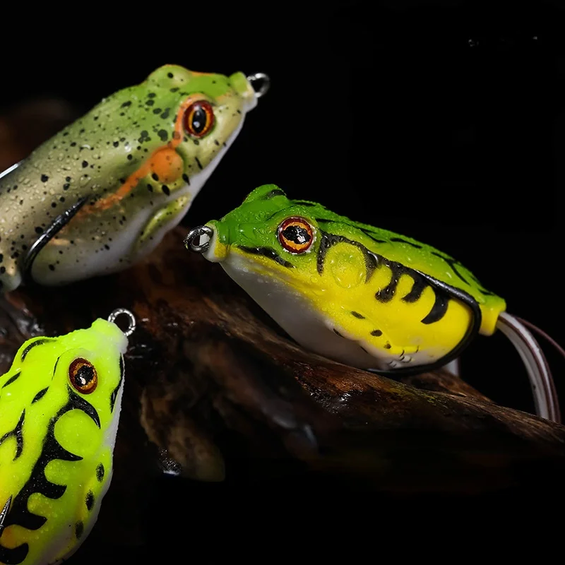 WALK FISH-señuelo de rana de 9G y 12G, cebo de tubo suave de plástico con anzuelos de pesca, ojos artificiales 3D, Topwater Ray Frog, 1 unidad - imagen 5