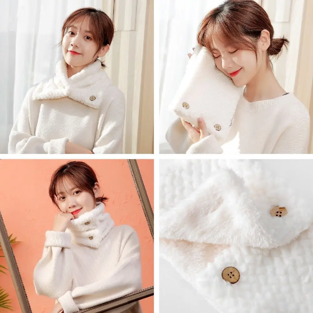 Bufanda de cuello alto gruesa para mujer, bufanda de felpa de Color sólido, estampado de piña a cuadros, cuello alto cálido, moda de invierno - imagen 5