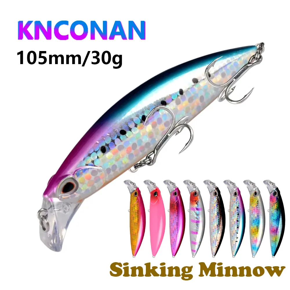 Señuelos de Pesca de pececillo de hundimiento pesado, 105mm, 30g, cebo duro Artificial de fundición larga, Wobbler para Lucio, Swimbait, Jerkbait, 1 ud.