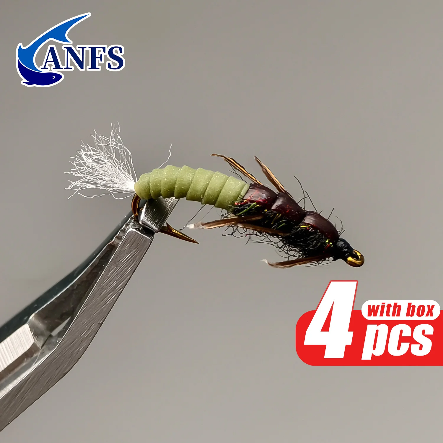 Hydropsyche Caddis Larva - Moscas de trucha - ANFS Moscas de pesca con mosca - Patrón de mosca de larva Caddis - Paquete de 4 moscas y señuelos premium - imagen 4