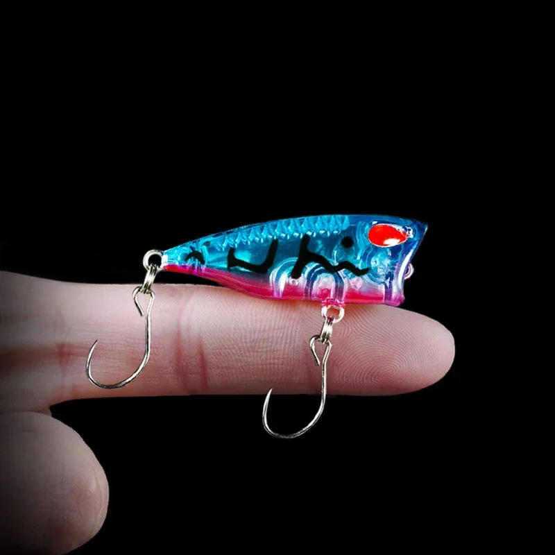 Nueva llegada 1 Uds mini Señuelos de Pesca Popper 4CM/3g ojos 3d cebo Crankbait Wobblers aparejos Isca superficie de agua superior señuelo Popper - imagen 2