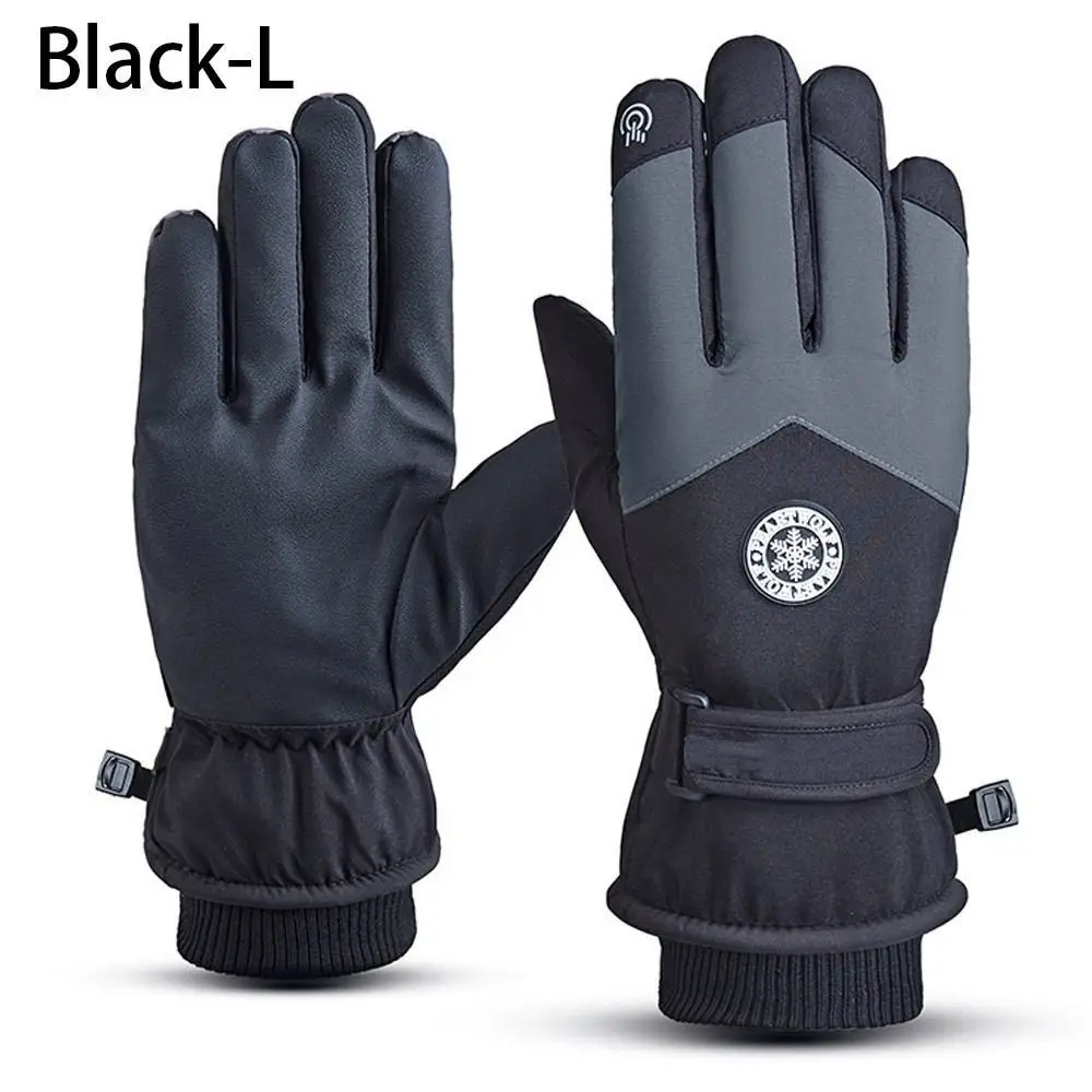 Guantes de montar de cuero de PU con pantalla táctil de invierno de lana impermeable guantes de esquí guantes de nieve