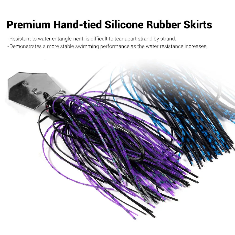 NOEBY Chatterbait 10,5g 14g 21g 28g 35g plantilla de hoja personalizada alambre cebo aguja Stinger gancho Power Wobblers lubina Señuelos de pesca - imagen 5