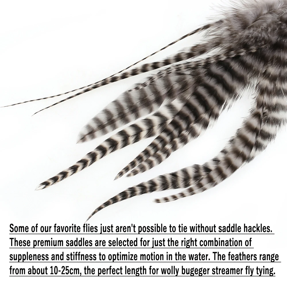 Wifreo, 10 Uds., plumas naturales para atar moscas en blanco y negro, plumas de pelo de gallo Grizzly para atar insectos lanosos Streamer - imagen 5
