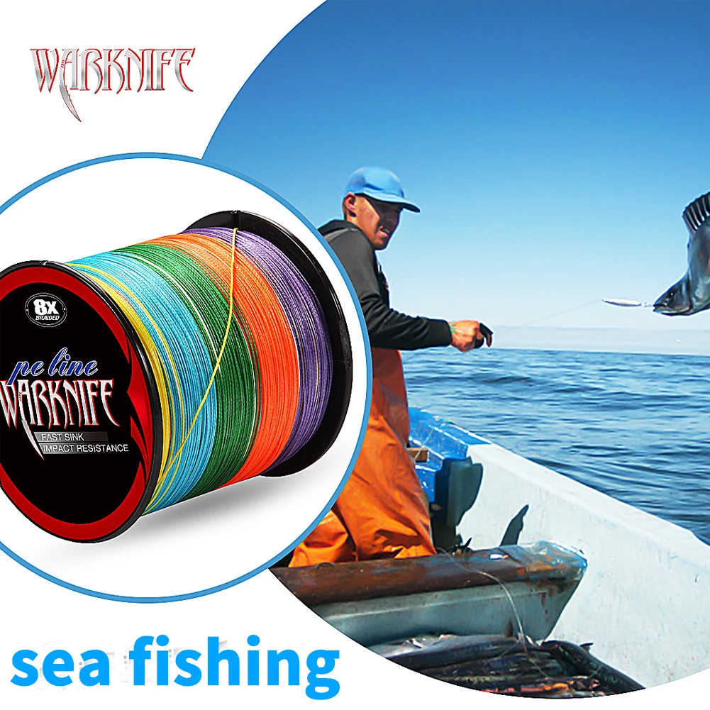Warknife-sedal de pesca trenzado, multifilamento, 6 -300LB, Japón, Multicolor, 1500M, 8 hebras - imagen 3