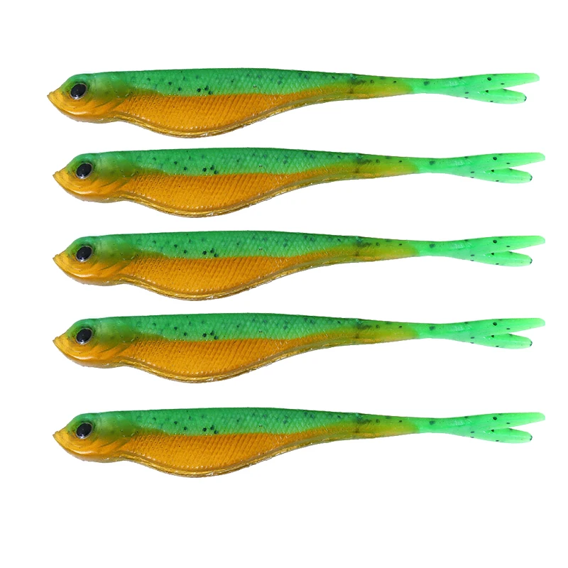 Cebo blando Swimbait con cola de paleta, señuelo de plástico suave para Sábalo, 12CM, 7G, Color arcoíris, lentejuelas, gusano suave, 5 uds. - imagen 2