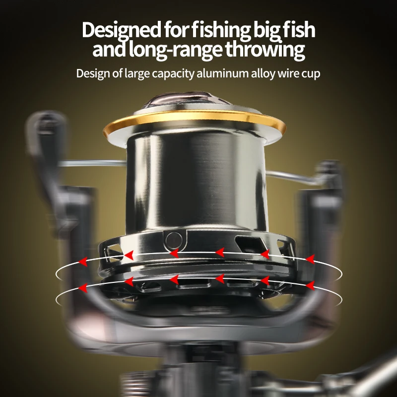 DEUKIO-carrete de pesca giratorio de Metal, accesorio de gran tamaño, arrastre de 15KG, potente, para agua salada y dulce, antiagua de mar, 10000 - imagen 3