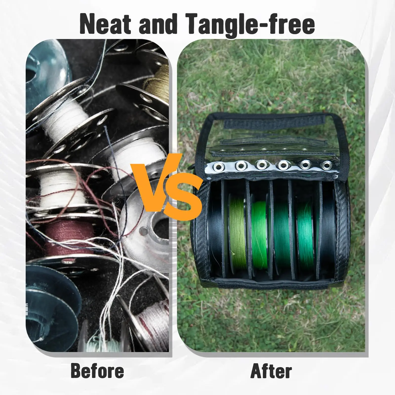 Goture-bolsa de almacenamiento de sedal de pesca con 3-6 agujeros, ventana de visión clara, estuche de sedal, divisor extraíble, organizador de sedal - imagen 3