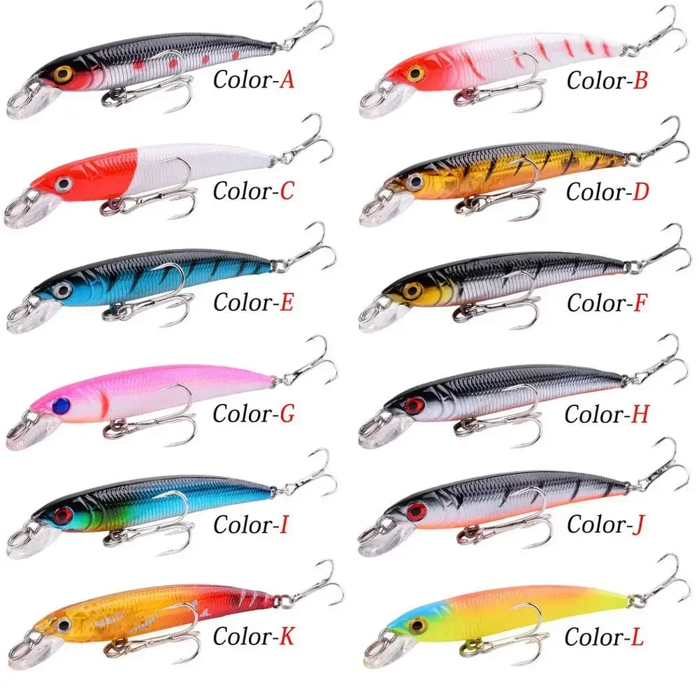 12 Uds señuelo de Pesca Minnow 7,5 cm 4g cebo duro Topwater Wobbler Jig cebo Crankbait carpa lubina rayada Pesca aparejos de Pesca SwimBait - imagen 5