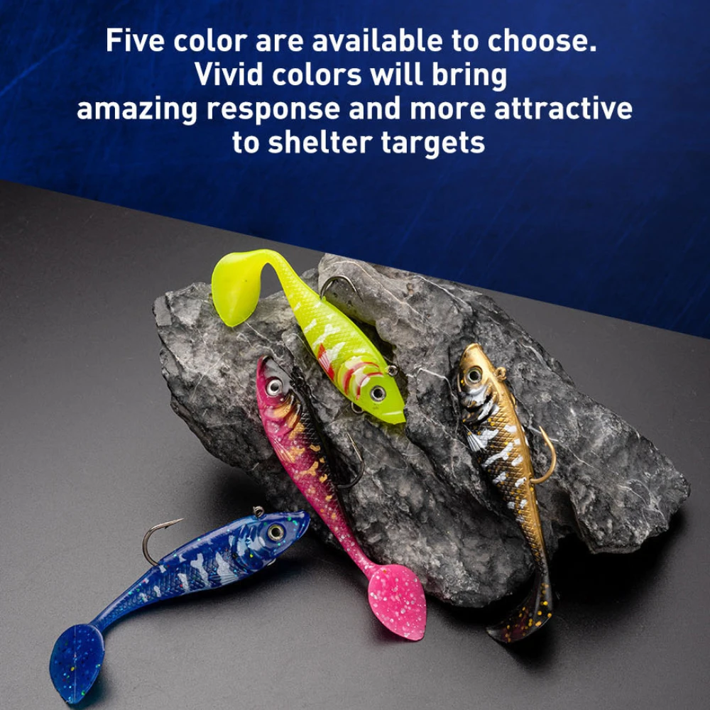Señuelos blandos de lentejuelas giratorias que se hunden, 140mm, 11cm, con cabeza con plomo, agua salada para Megabass Perch, cebo de silicona, anzuelos, señuelo de pesca - imagen 3