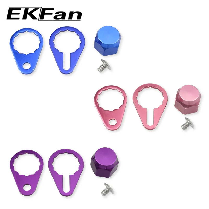 EKFan-tornillo de tuerca de manivela izquierda y derecha con placa para carrete de pesca, tapa de tornillo para carrete Shimano/Daiwa ABU - imagen 2