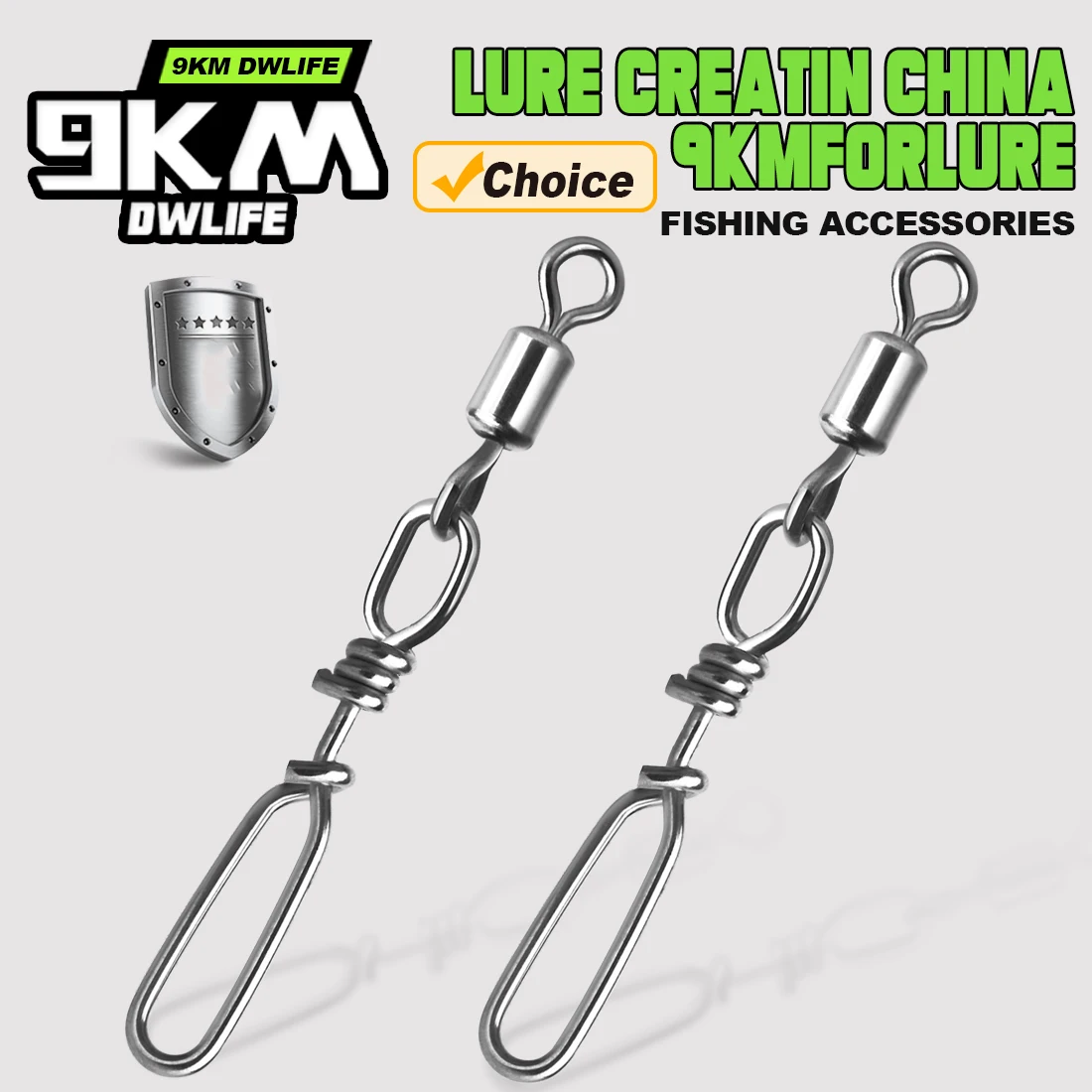 Giratorios de pesca Snap 9KM – Barril de acero inoxidable con clip