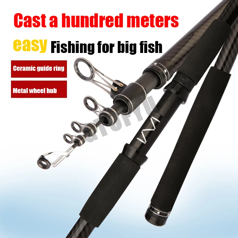 3.6M-4.5M Telescopic Fishing Rod Carbon Portable Spinning Fishing Pole for Boat Saltwater Freshwater Surfcasting Baitcasting R - imagen 3