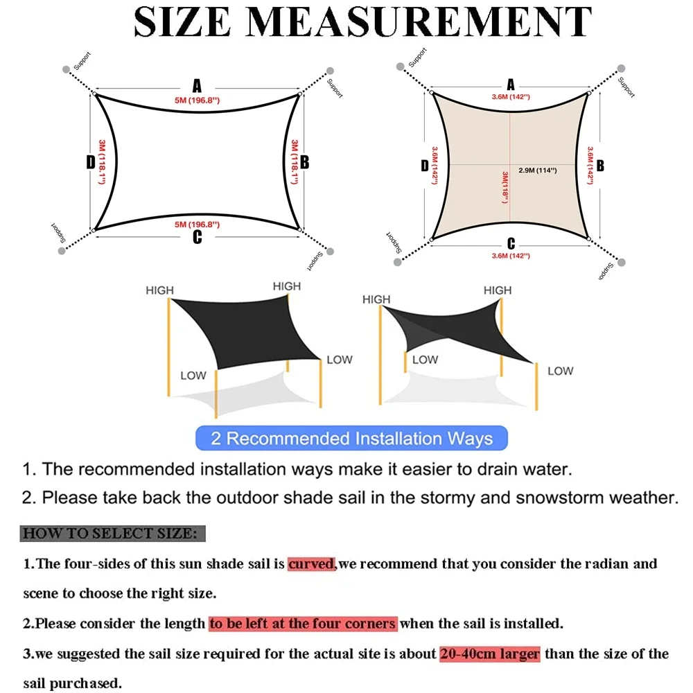 Toldo rectangular para sombrilla de vela, refugio de tela, pantalla de tela, bloque UV 98%, resistente, uso comercial, tienda de campaña para Patio al aire libre - imagen 5