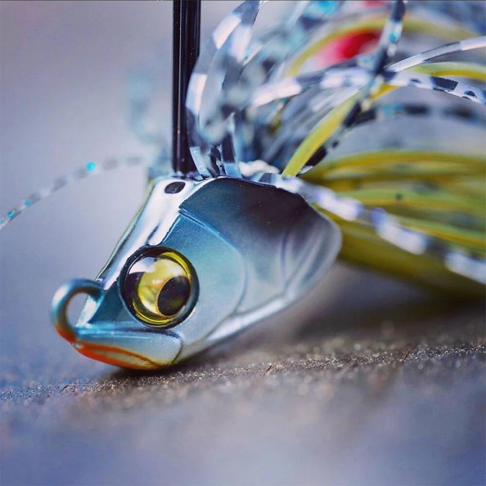 13g falda de silicona Jig Head Metal Jig Spinner Chatter Bait Bass Jig con hoja de sauce Swimbait Jigging señuelo para lubina de agua salada - imagen 5