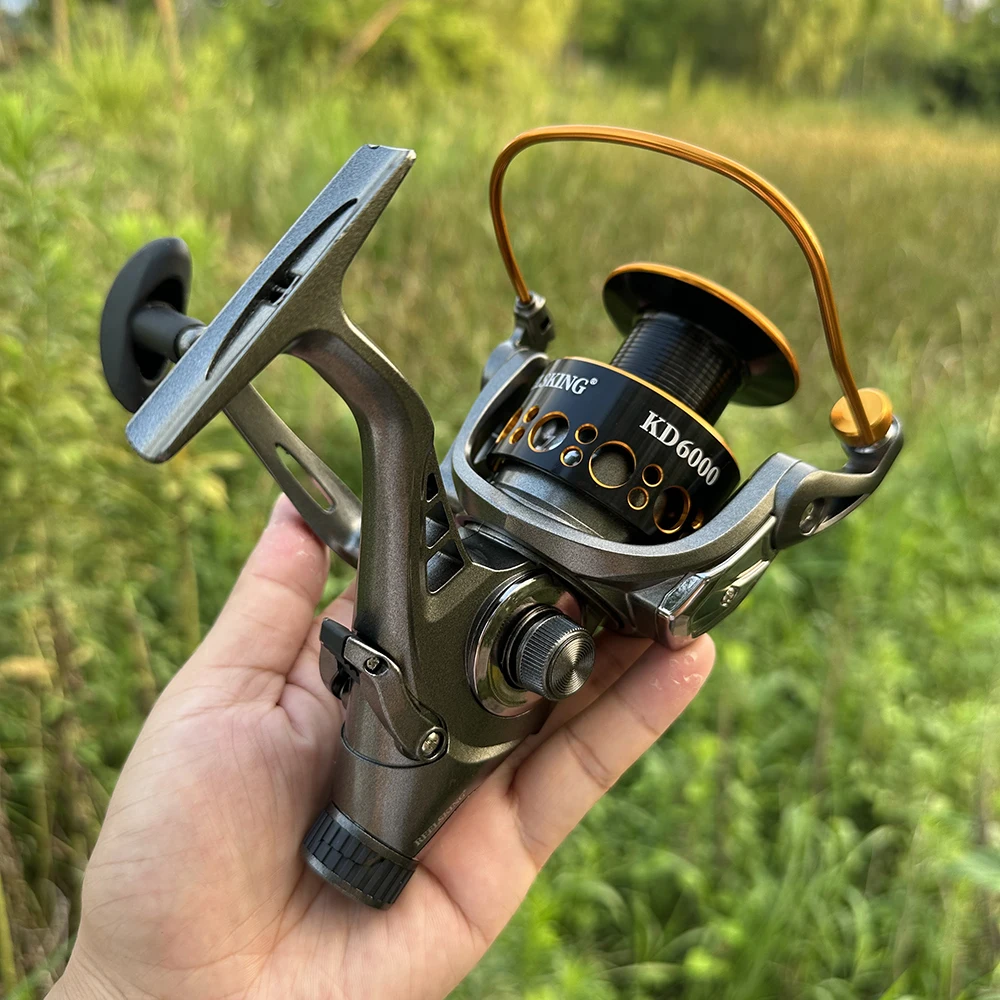 Carrete de pesca giratorio 5,2: 1/4.9:1, carrete de Metal serie 3000-6000, rueda de pesca de carpa, freno doble, carrete de fundición suave - imagen 5