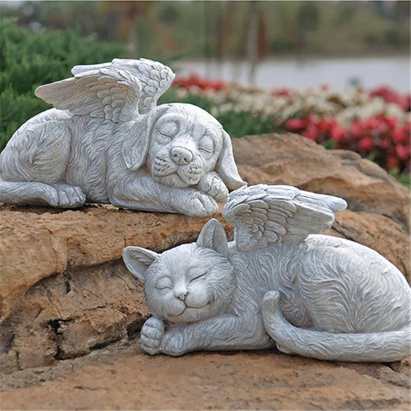 Estatua Ángel Resina para Perro o Gato – Escultura Lápida Jardín - imagen 2