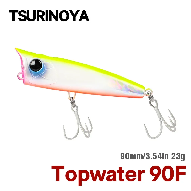 TSURINOYA Topwater Popper 90F 90mm 23g tablero señuelo de pesca de burbujas artificiales Saltwtaer modelo de cebo duro de lubina de alta resistencia - imagen 2